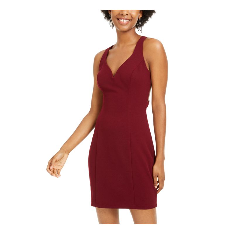 B Darlin Womens Burgundy Sleeveless Short Sheath Cocktail Dress 7\8